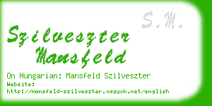 szilveszter mansfeld business card